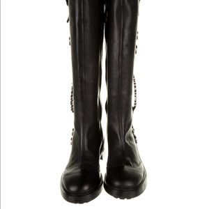Moschino Women’s Leather Studded Accents Combat Boots Size 8